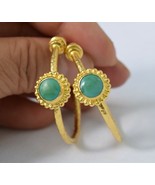 Gurhan 24K Yellow Gold Turquoise Large Hoop Earrings Hoopla MMA 14.6 grams - $1,995.00