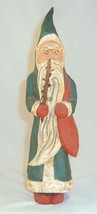 1988 Hand Carved Painted Wood Folk Art Santa Clause or Belsnickel By J Bastian - $297.00