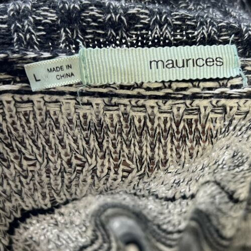 Maurices Womens Cardigan Sweater Size Large Navy Blue White Open Knit Open Front Item image 5