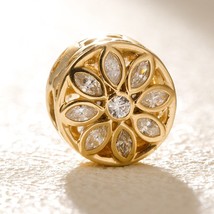 Shine Collection Opulent Flower Clip Charm 18K Gold Overlay Sterling Silver  - £13.03 GBP