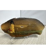 Hand Painted Lighthouse Artwork on Quartz Geode Slab Vintage Americana - $370.97 MXN