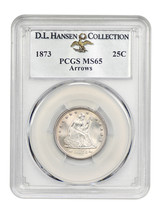 1873 25C PCGS MS65 (Arrows) ex: D.L. Hansen - £3,635.79 GBP