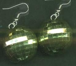Disco Ball EARRINGS-Retro Dj Costume Funky Jewelry-HUGE-GREEN - £4.69 GBP