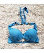 Bikini Top Swimwear Underwire Large Sky Blue Padded Tie Neck - $12.00