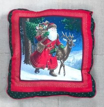 Old World Santa Claus Delivering Toys Throw Pillow Father Christmas Holiday - £7.00 GBP