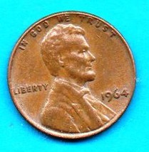 Moderately Circulated 1964 Lincoln Penny  - $0.01