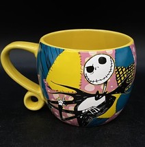 Disney Ceramic 16oz Jack &amp; Sally Yellow Coffee Mug Ball Shaped - £19.75 GBP