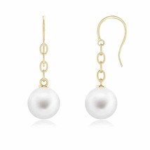 Freshwater Cultured Pearl Drop Earrings in 14K Gold (AA, 10MM) - £228.96 GBP