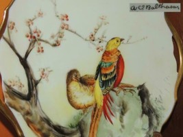 Hand Painted 10.5&quot; Plate signed Balthasar Handles Gold birds pheasant do... - $71.99