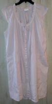 EXCELLENT WOMENS MISS ELAINE PINK STRIPE SUMMER NIGHTGOWN W/ POCKETS  SI... - $32.68