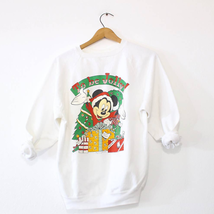 Vintage Walt Disney Mickey Minnie Santa Holiday Christmas Sweatshirt Medium - £67.89 GBP