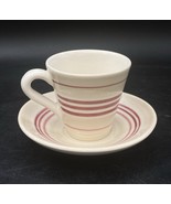 Cote Table Demitasse Cup &amp; Saucer Made in Portugal Tan &amp; Red Stripes - $17.81