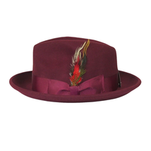 Men's Milani Wool Fedora Hat Soft Crushable Lined FD219 Burgundy image 3