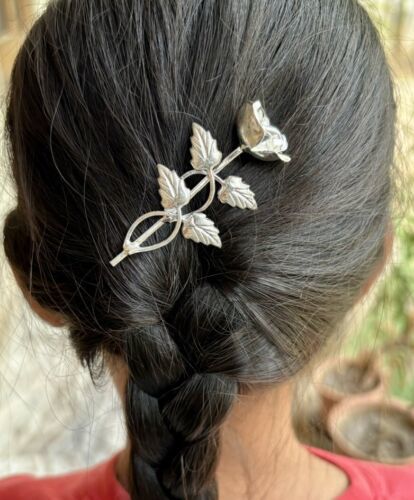 925 Silver 1 Pc Handmade Hair Pin, Hair Bun Stick Accessory 7 grams, 6 cm length