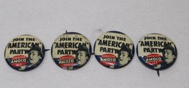 4 Vintage Amoco Gas Station Promo Tin Pin Buttons - &quot;Join The American P... - $44.59