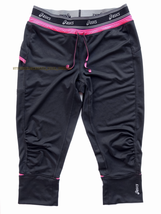 Womens Asics Black Pink Athletic Small Capri Stretch Pants yoga track ca... - £6.77 GBP