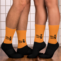 Halloween Welcome Black Cat Rumbly Tumbly Orange Foot Sublimated Socks - £10.48 GBP