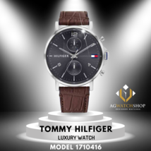 Tommy Hilfiger Herren Quarz Lederband schwarzes Zifferblatt 44 mm Uhr 1710416 - $121.70