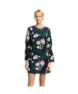 Club Monaco Sanai 100% Silk Floral Shift Dress In Green Size 2 - $453.83 MXN