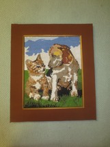 Matted CAT or KITTEN &amp; DOG or PUPPY FRIENDS NEEDLEPOINT - 14.5&quot; x 17&quot; - $18.95