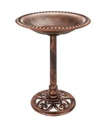 Outdoor Garden Polyresin Bird Bath in Rustic Aged Copper Brown Finish - €114,71 EUR