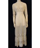 Vintage Edwardian Tea Dress Downton Abbey Wedding Ivory Cotton Lace XS S... - $14,804.36 MXN