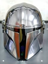 Steel Mandalorian Helmet with Liner and Chin Strap Movie Helmet - £81.74 GBP