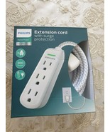 Philips 3 Outlet 300 Joules Surge Protector 8 Feet Braided Cord - £8.87 GBP