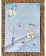 C McQuitty Anthropomorphic Bunny Rabbits Walking Pet Ladybug Greeting Card - $7.92