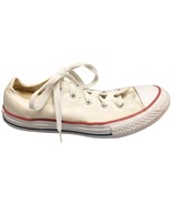 Converse Low Top Sneakers Shoes Youth Size 3 White Canvas Rubber Sole La... - £21.10 GBP