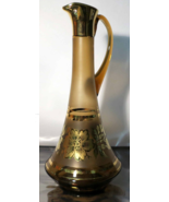 Gorgeous Vintage Italian Brown Glass Wine Pitcher / Cruet with Gold Decor - €14,99 EUR