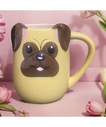 TAG Mug 3D Pug Dog Embossed Puppy Face Ceramic Coffee Tea Brown Yellow P... - £14.24 GBP