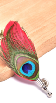 Colourful real feather brooch stunning silver plated vintage look lapel pin gg67 - £13.29 GBP