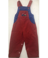 Buster Brown Vintage Overalls Embroidered Trains 12 months Color Block - £7.44 GBP