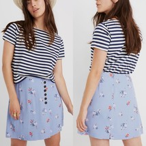 Madewell Side Button Mini Skirt Aloha Floral 16 Periwinkle  - $35.00