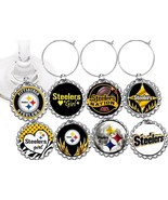 Pittsburgh Steelers party theme wine glass cup charms markers 8 party fa... - $10.84