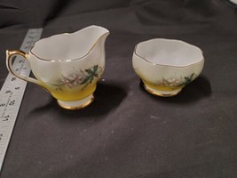 Louise By Queen Anne vintage bone China cream and sugar set Yellow RARE - £16.02 GBP