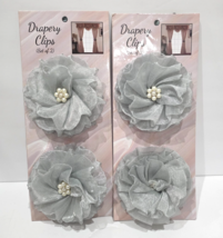 NEW Floral Faux Pearls Drapery Clips Grey Set of 4 - $559.01 MXN