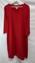 Coldwater Creek A Line Soft Red Jersey Dress Cotton Modal Blend 3/4 Slee... - $27.69