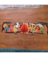 Happy Halloween Banner Honeycomb Wall Banner Pumpkins &amp; Ghost Vintage 44” - $30.36 CAD