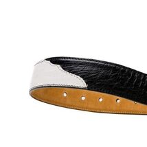 Genuine Ostrich Leg Alessio Exotic Belt Reversible White / Black image 2
