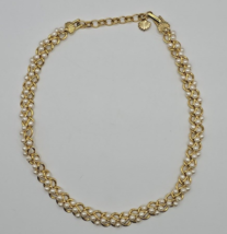 Vintage Napier Gold Tone With Faux Pearls Braided Look Necklace 16&quot; - £18.70 GBP