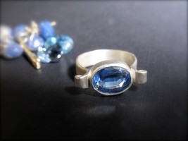 Sterling silver ring. Ring with Blue Kyanite stone. Blue stone ring. Free shippi - £148.79 GBP