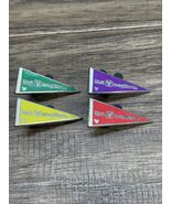 Disney Pins 4 Walt Disney World Pennant Flag Pin Set Red Purple Yellow G... - $13.86 CAD