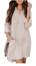 Womens Button Down Shirt Dresses with Pockets Cotton Striped Shirts-SIZE XL - €12,62 EUR