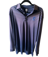 Footjoy Polo Shirt Size Large Mens Blue Stripe Knit Pullover Golf Trails... - £26.08 GBP