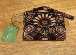 NEW Vera Bradley Canyon Brown Multi Cotton Smart Wristlet Wallet Card Case - $24.74