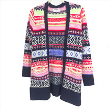 Old Navy Long Open Front Cardigan Sweater Multi-Color Nordic Print X-Small - $19.79