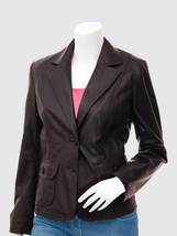 New Designed Women Two Button Leather Coat Dark Brown Color - $199.99
