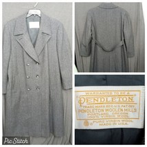 Vtg Pendleton 100% Virgin Wool Trench Coat Womens 14 Double Breasted FLAWS - £52.56 GBP